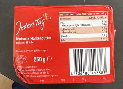Deutsche markenbutter ingredients label