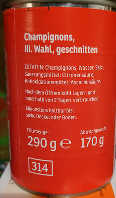Champions ingredients label