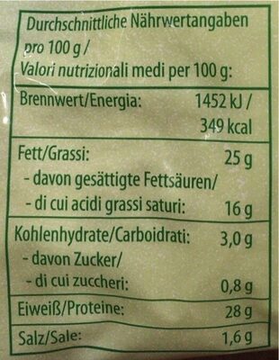 Bio Mozzarella Mild nutrition facts table