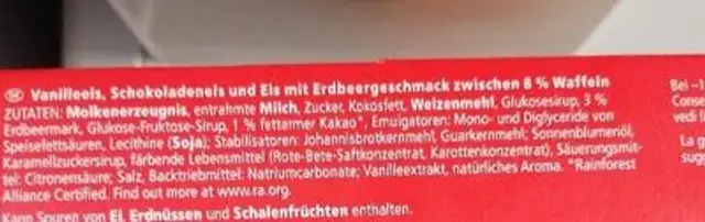 Sandwich eis ingredients label