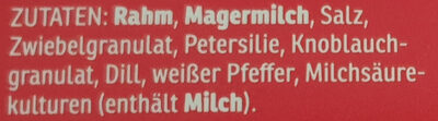 Kräuter-Frischkäse Kräuter ingredients label