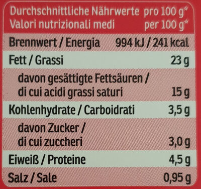 Kräuter-Frischkäse Kräuter nutrition facts table
