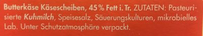 Butterkäse ingredients label