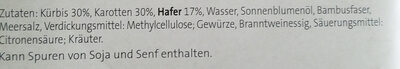 Haferbällchen Kürbis&Karotte ingredients label