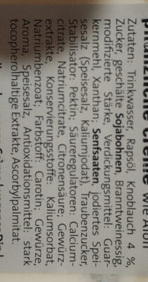 Pflanzliche aioli ingredients label