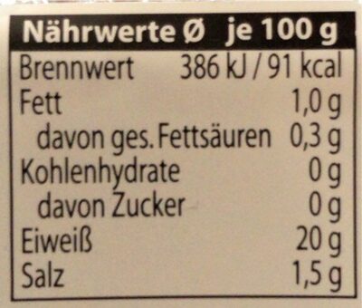 Nordseekrabben nutrition facts table