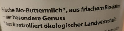 Frische Bio Buttermilch ingredients label