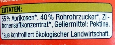 Bio Aprikose ingredients label