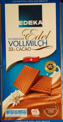 Schweizer Edel Vollmilch front packaging