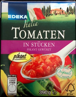 Tomaten in Stücken pikant gewürzt front packaging