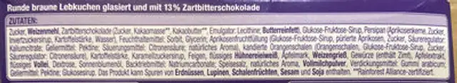 Runde Braune Lebkuchen ingredients label