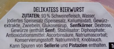 Delikatess Bierwurst ingredients label
