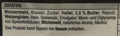 Hamburgerbrötchen ingredients label