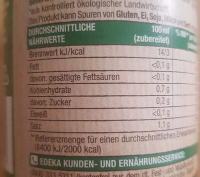 Klare Gemüsebrühe nutrition facts table