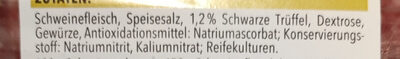Trüffel Salami ingredients label