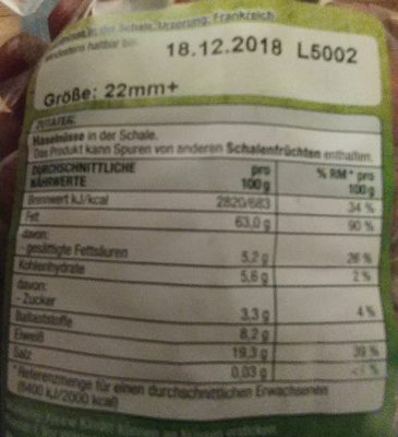 EDEKA Nuss-Knacker nutrition facts table