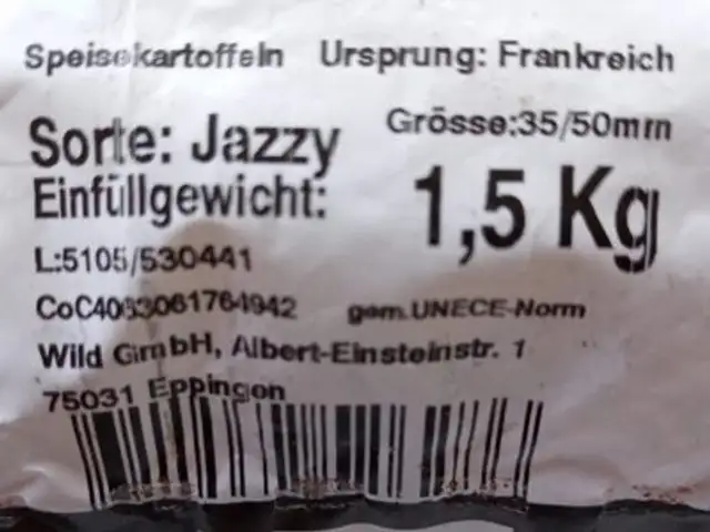 Ackergold Raclette Kartoffeln festkochend ingredients label