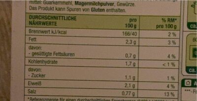 Rahm Spinat nutrition facts table