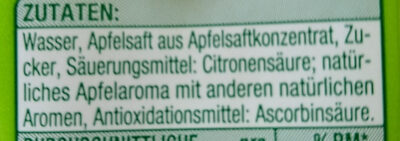 Fruchtsaftgetränk, Apfel ingredients label