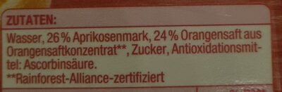Aprikosen Orangen Nektar ingredients label
