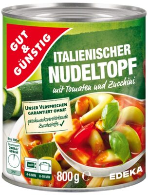 Italienischer Nudeltopf mit Tomaten und Zucchini