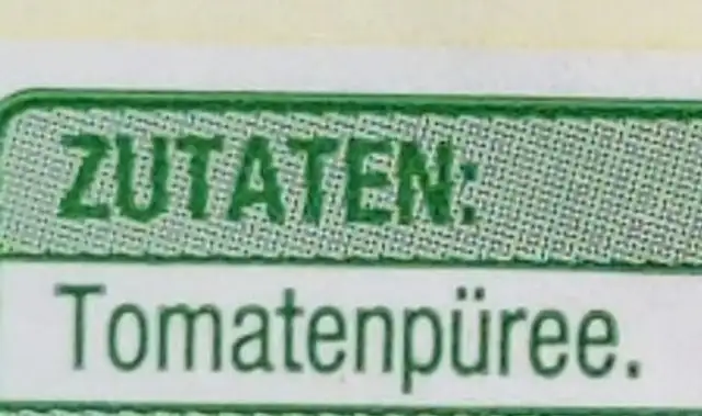 passierte Tomaten ingredients label