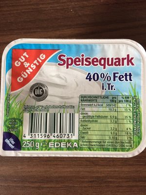 Speisequark 40% Fett i. Tr. front packaging
