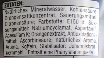 Cola Mix Zero ingredients label
