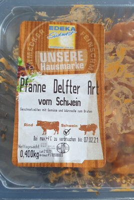 Pfanne Delfter Art vom Schwein front packaging