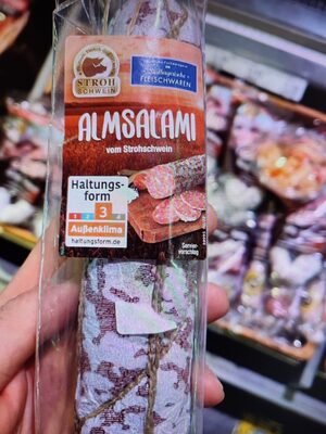 Almsalami vom Strohschwein front packaging