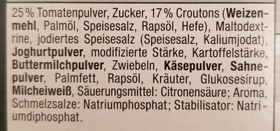 Tomaten cremesuppe ingredients label