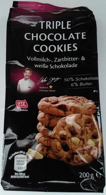 Triple Chocolate Cookies front packaging
