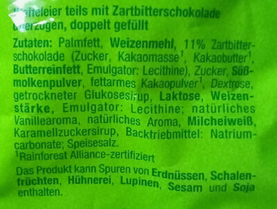 Doppelt gefüllte Waffeleier ingredients label