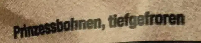 Prinzess-Bohnen, tiefgefroren ingredients label