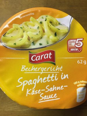 Fertiggericht Spaghetti Käse-Sahbe front packaging