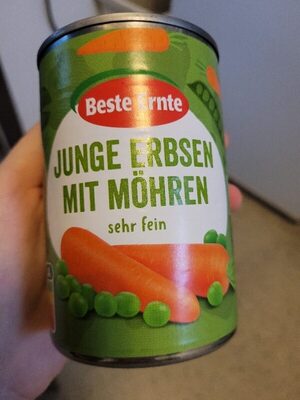 Junge Erbsen mit Möhren front packaging