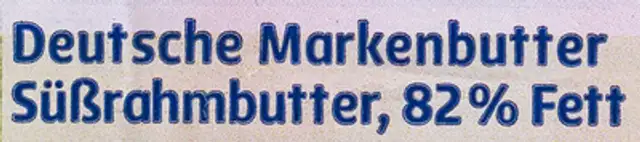 Deutsche Markenbutter Süßrahm ingredients label