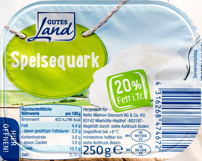 Speisequark 20% Fett i. Tr.