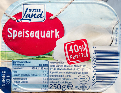 Speisequark 40% Fett i. Tr.