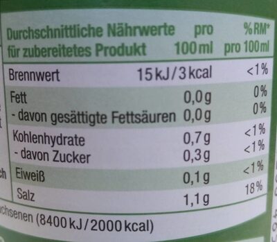 Klare Gemüsebrühe nutrition facts table