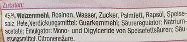 Rosinenstuten ingredients label