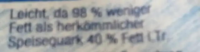 Speisequark, 0,2 % Fett ingredients label