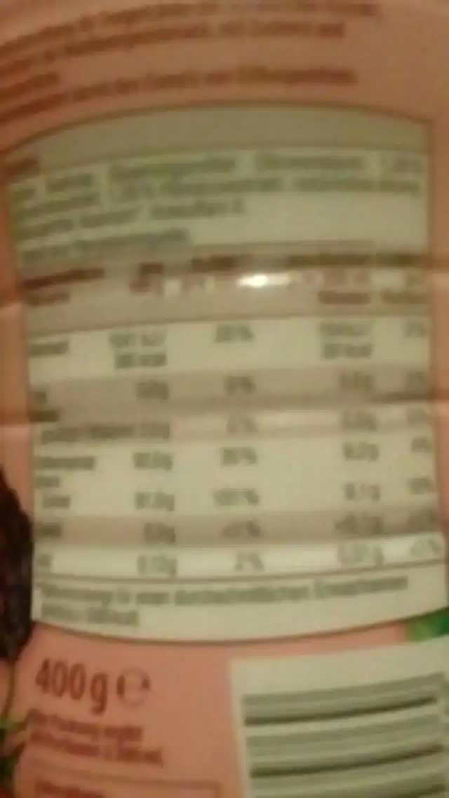 Teegetrank nutrition facts table
