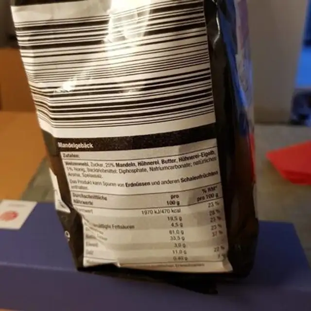Cantuccini nutrition facts table