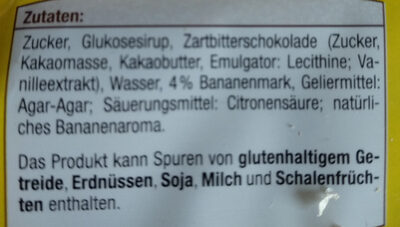 Gelee Bananen ingredients label