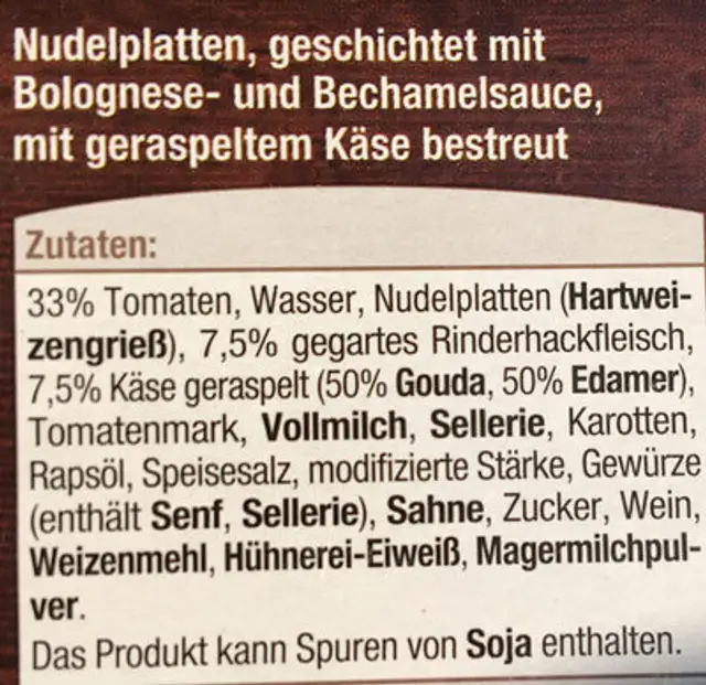 Unknown ingredients label