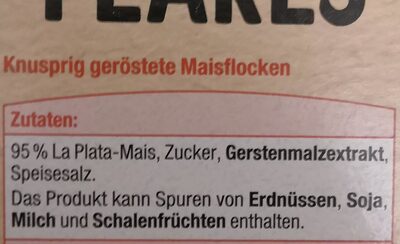 Cornflakes ingredients label
