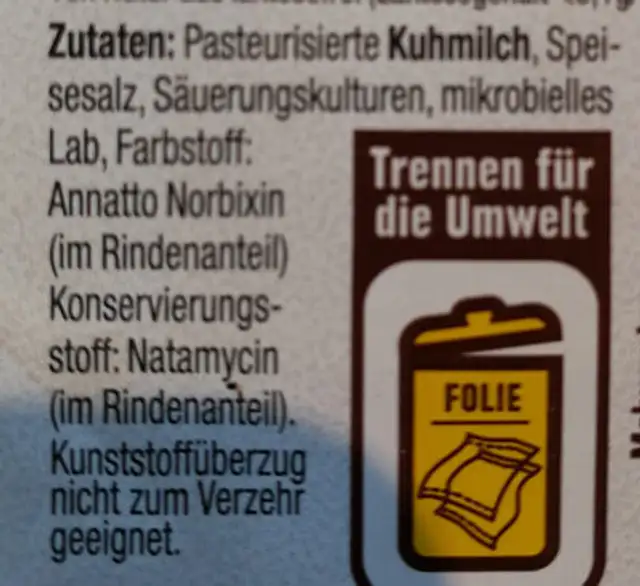 Gouda ingredients label
