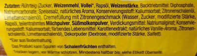 Zitronenkuchen ingredients label
