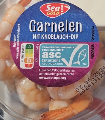 Garnelen in Knoblauch dip front packaging